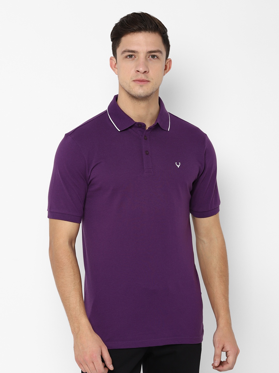 

Allen Solly Sport Men Purple Solid Polo Collar Slim Fit T-shirt