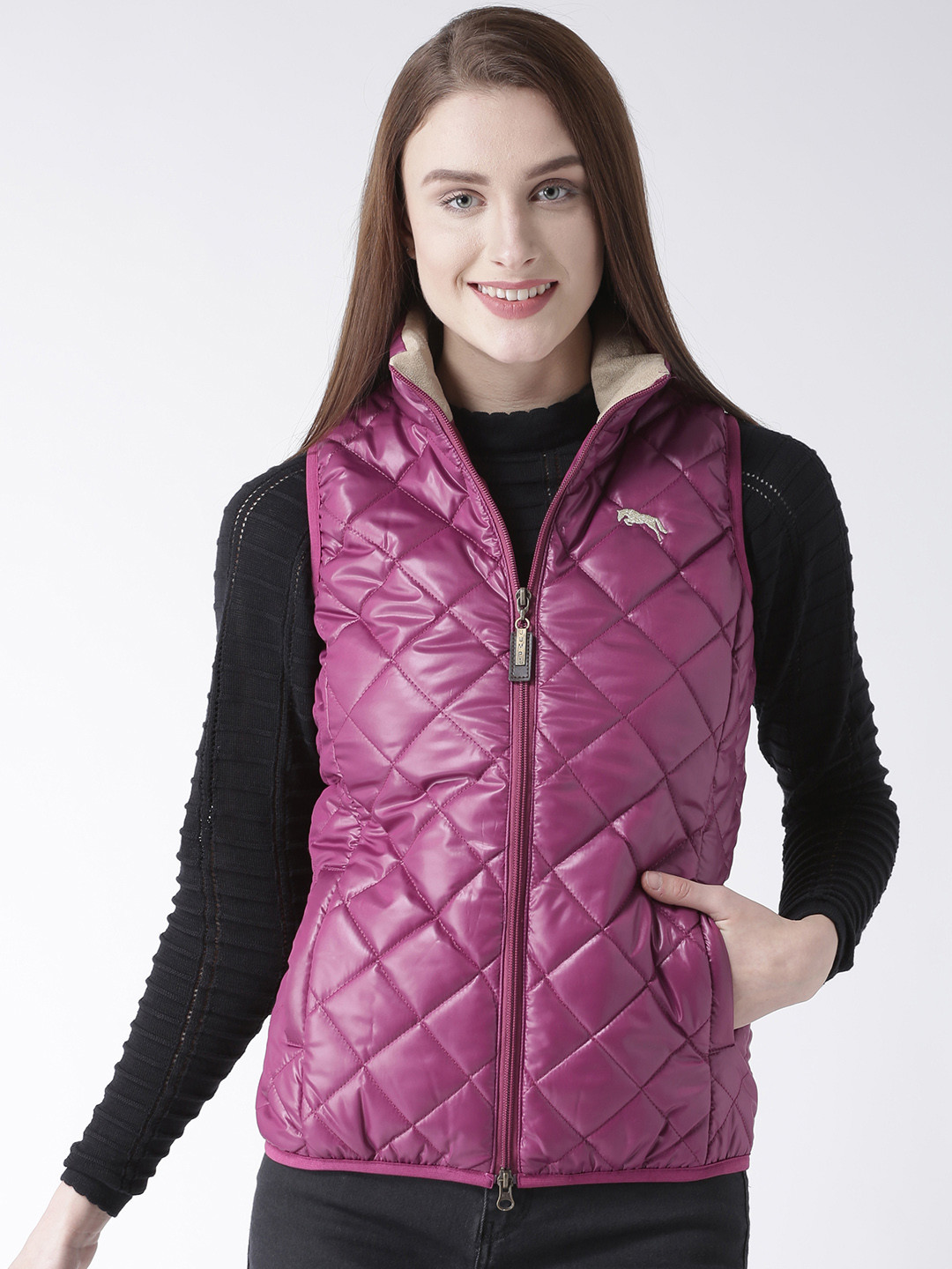 

JUMP USA Women Purple Solid Padded Jacket