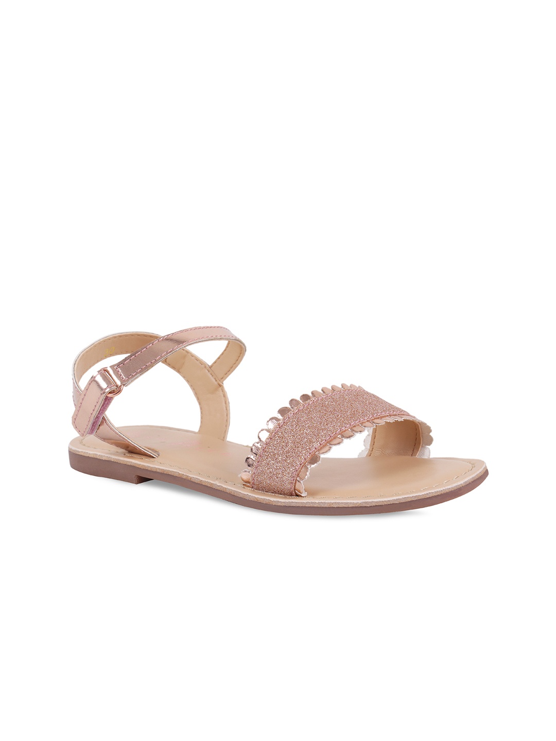 

Aria Nica Girls Rose Gold Solid Leather Open Toe Flats