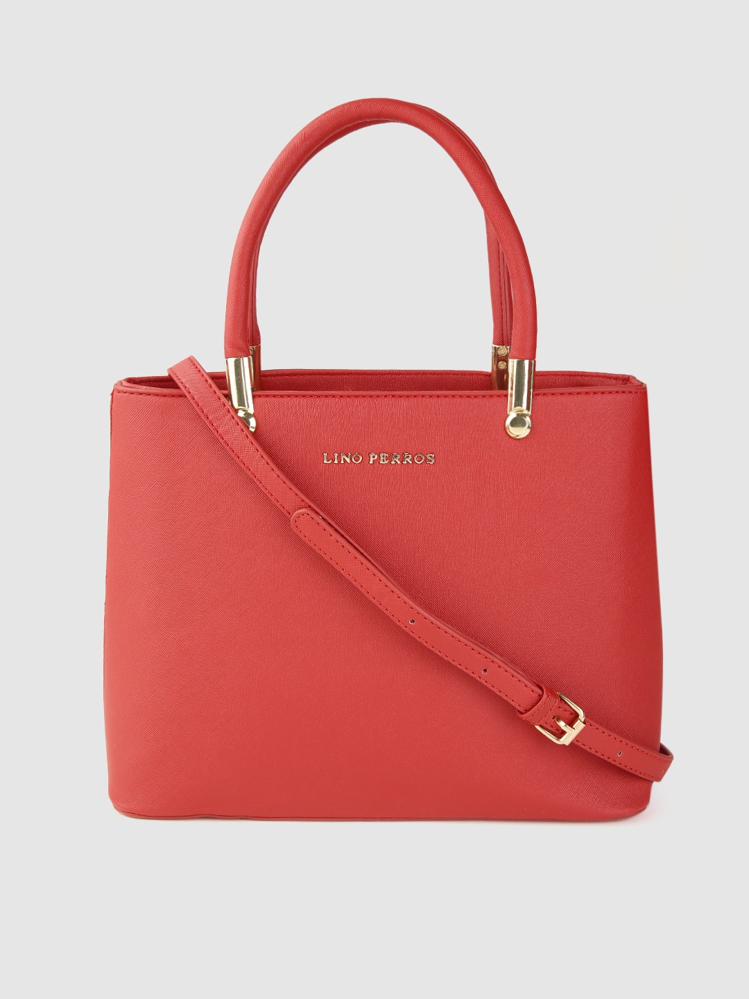 

Lino Perros Red Solid Handheld Bag with Detachable Sling Strap