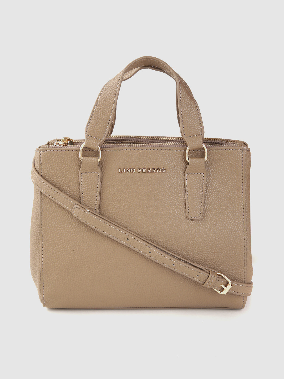 

Lino Perros Brown Solid Handheld Bag