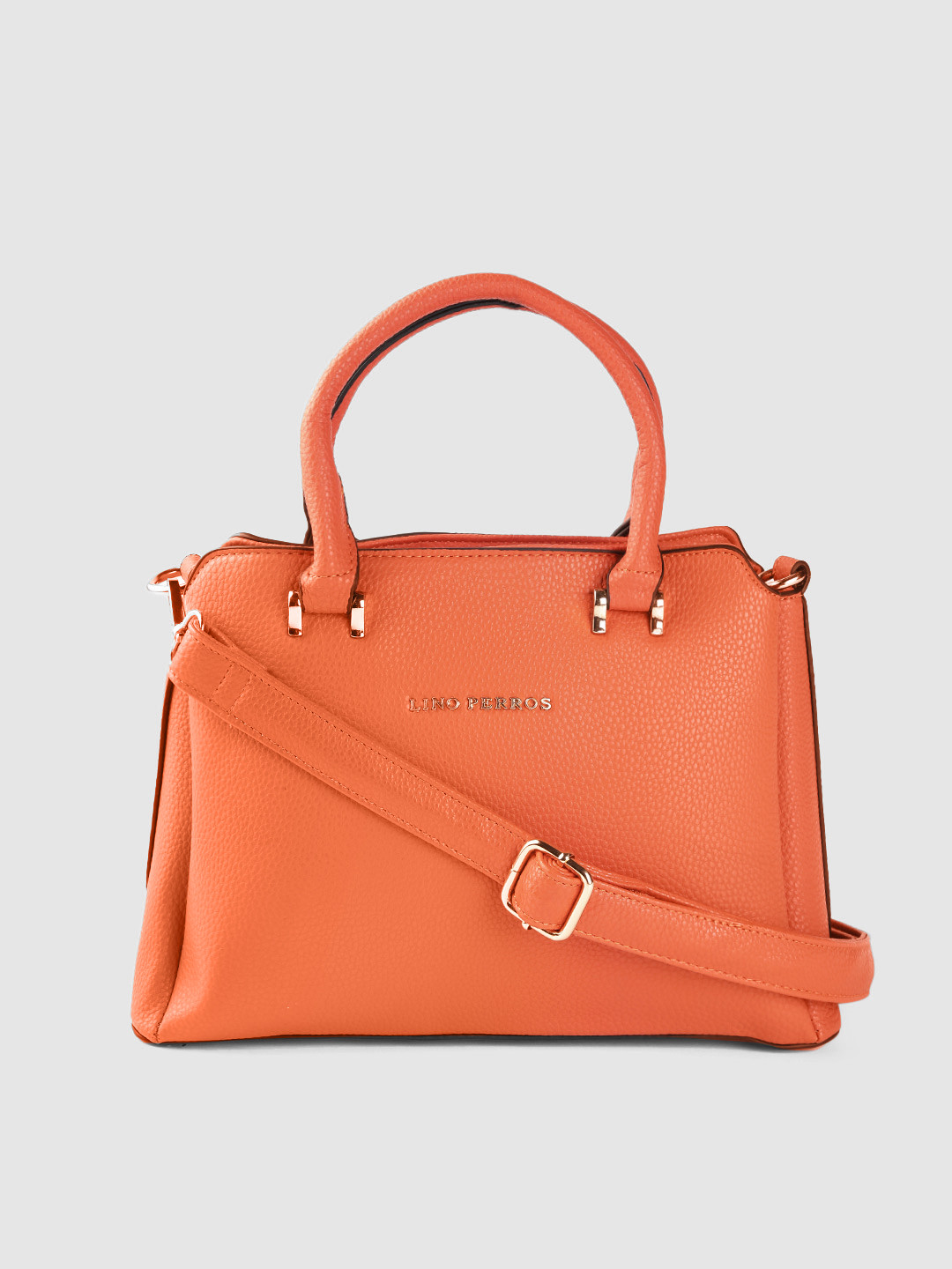 

Lino Perros Orange Solid Handheld Bag with Detachable Sling Strap