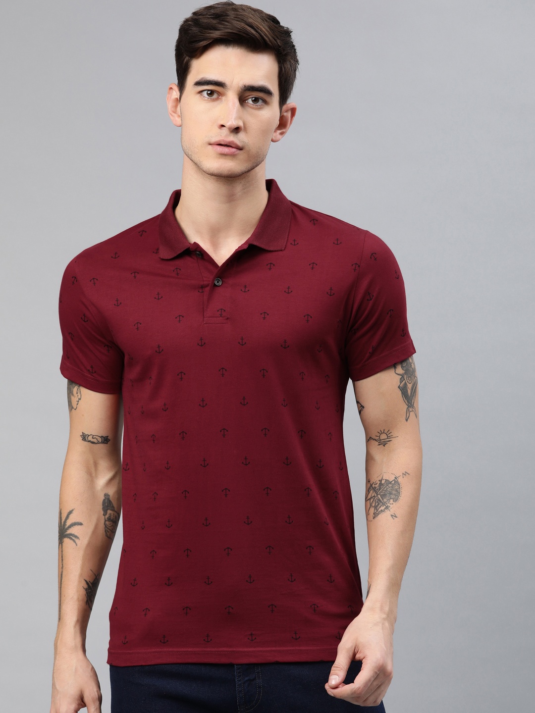 

Kryptic Pure Cotton Printed Short Sleeve Polo T-shirt, Maroon