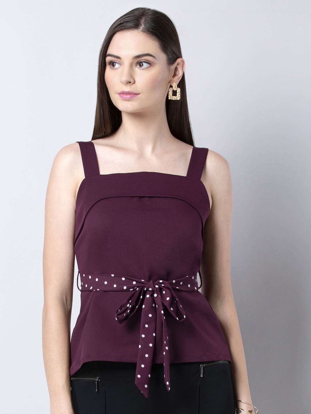 

FabAlley Women Maroon Solid Top