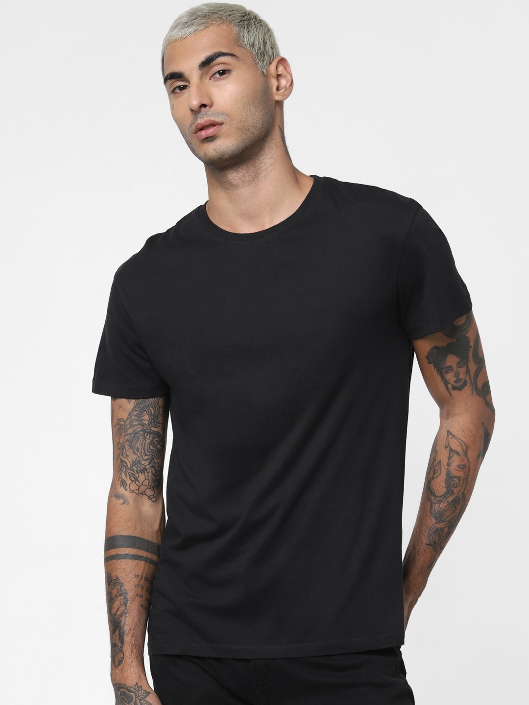 

Jack Jones x Playboy Men Black Printed Slim Fit Round Neck Pure Cotton T-shirt