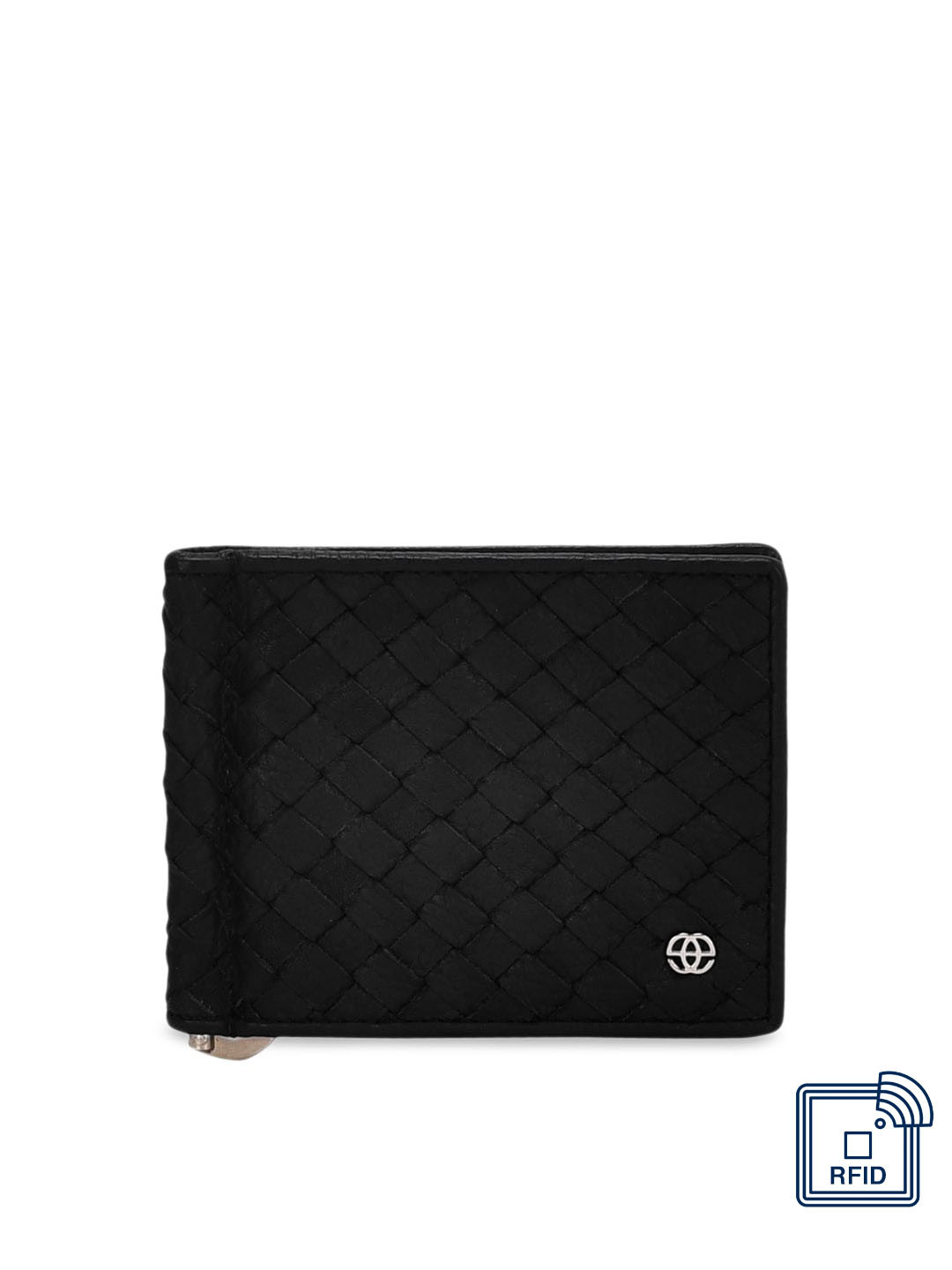 

Eske Men Black Textured Two Fold Leather Wallet