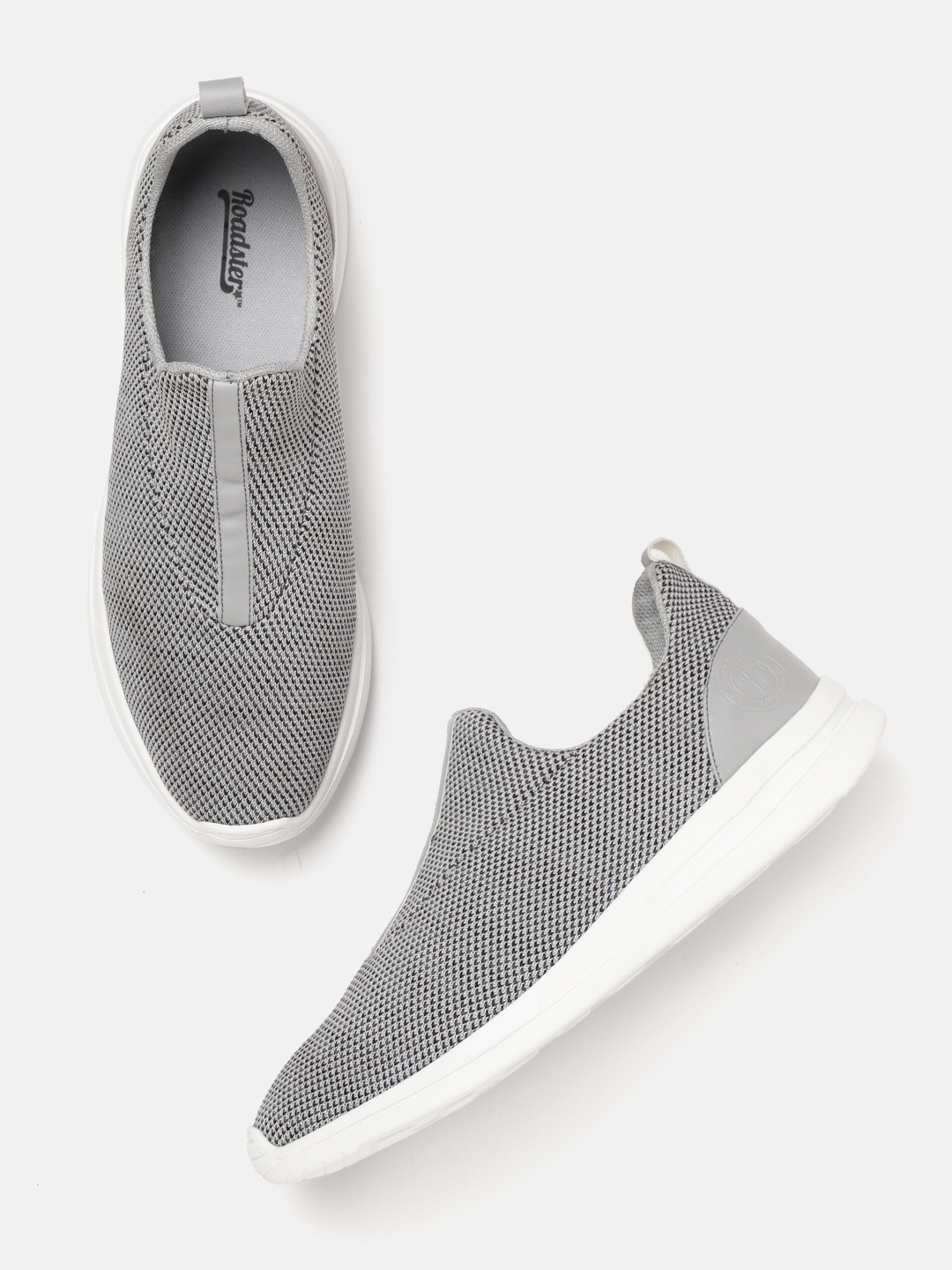 

The Roadster Lifestyle Co Men Grey Textured Slip-On Sneakers