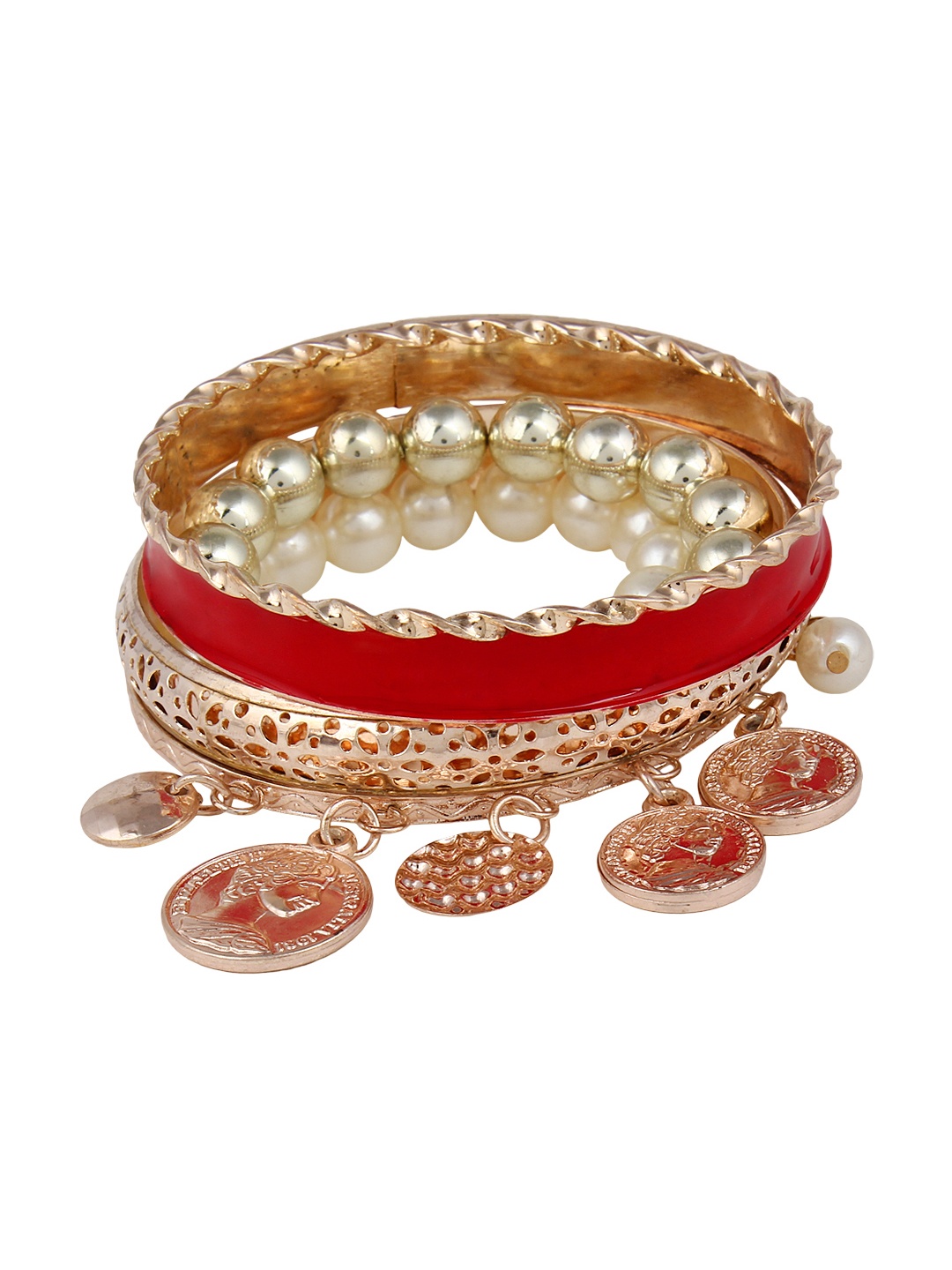 

Shining Diva Fashion Red & Gold-Toned Bracelet