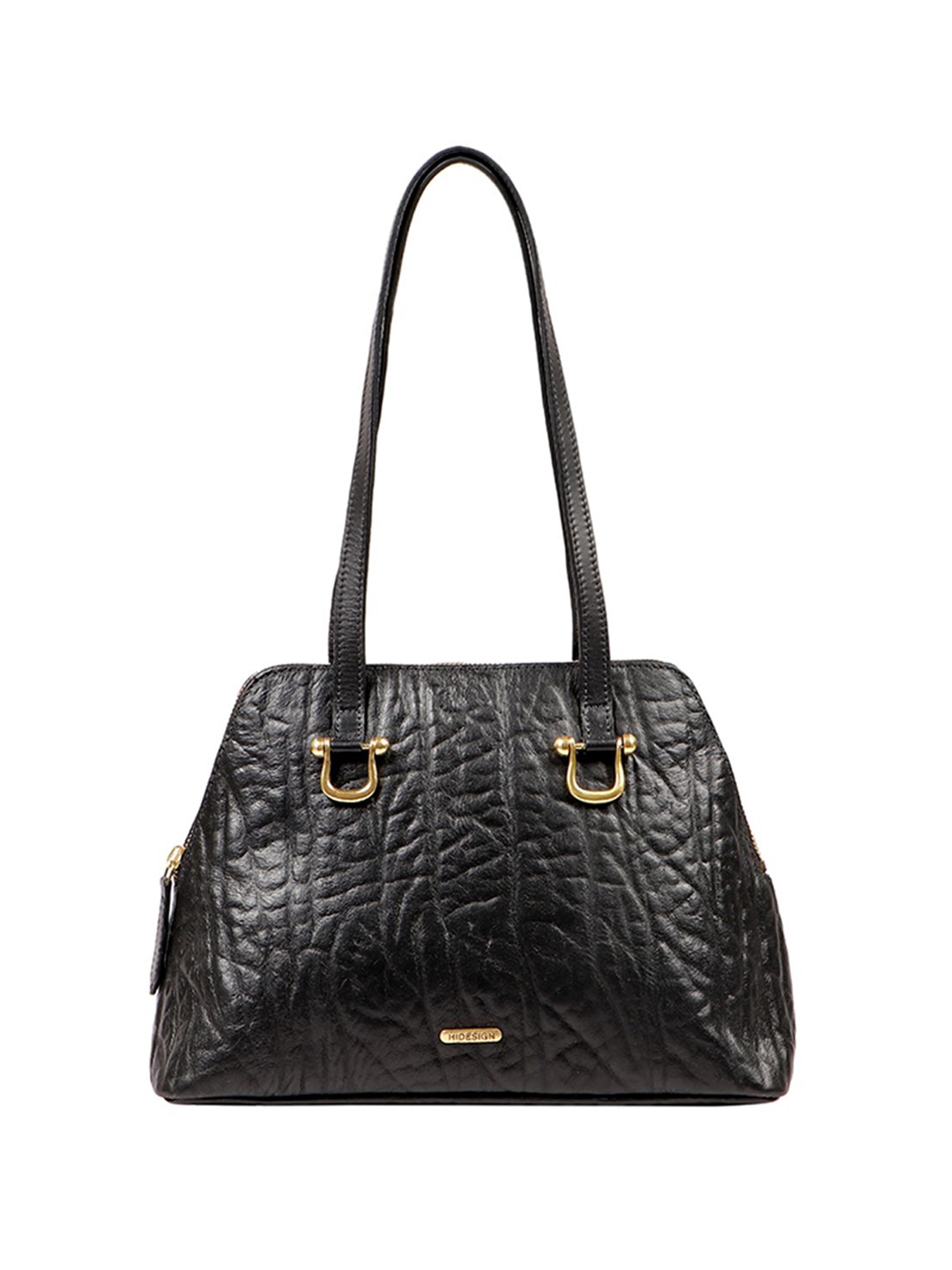 

Hidesign Black Textured Leather Shoulder Bag