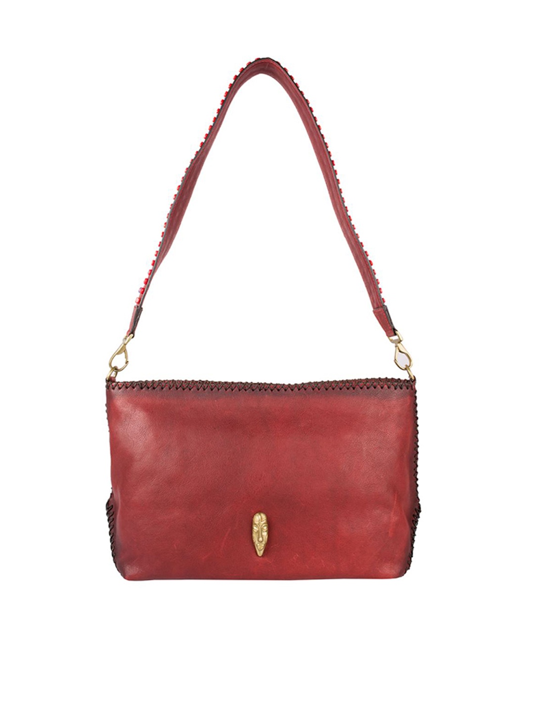 

Hidesign Red Solid Leather Sling Bag