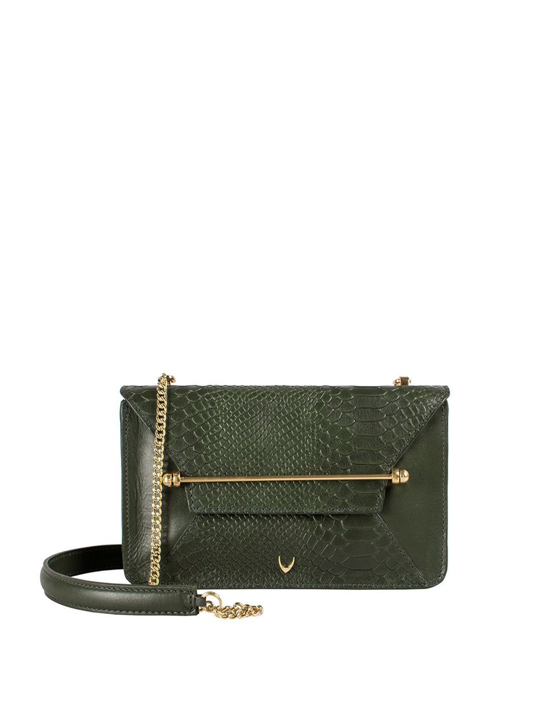 

Hidesign Green Textured Leather Sling Bag