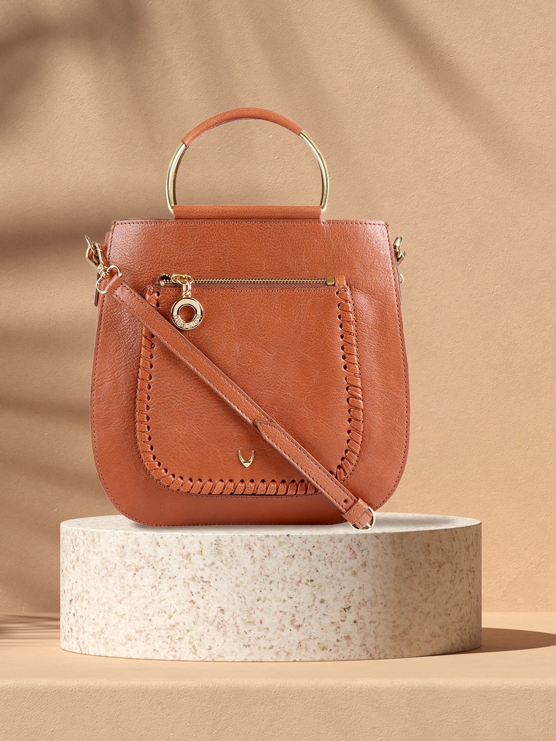 

Hidesign Tan Brown Solid Leather Handheld Bag