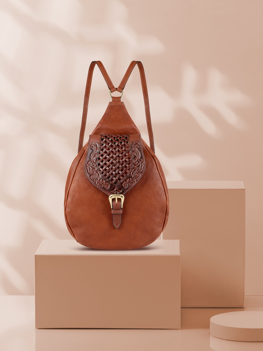 

Hidesign Tan Brown Solid Leather Shoulder Bag