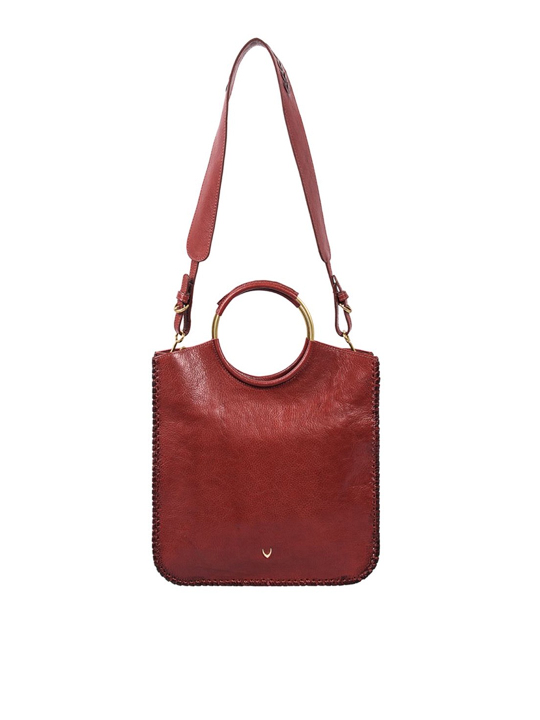 

Hidesign Red Solid Leather Handheld Bag