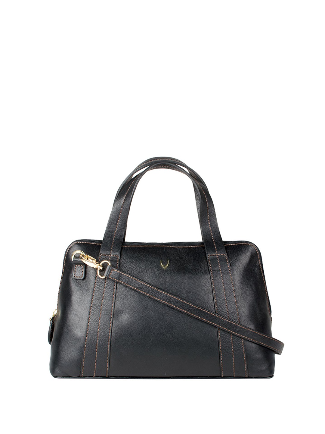 

Hidesign Black Solid Leather Handheld Bag