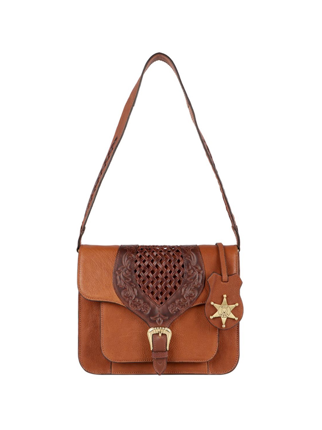 

Hidesign Tan Brown Textured Leather Sling Bag