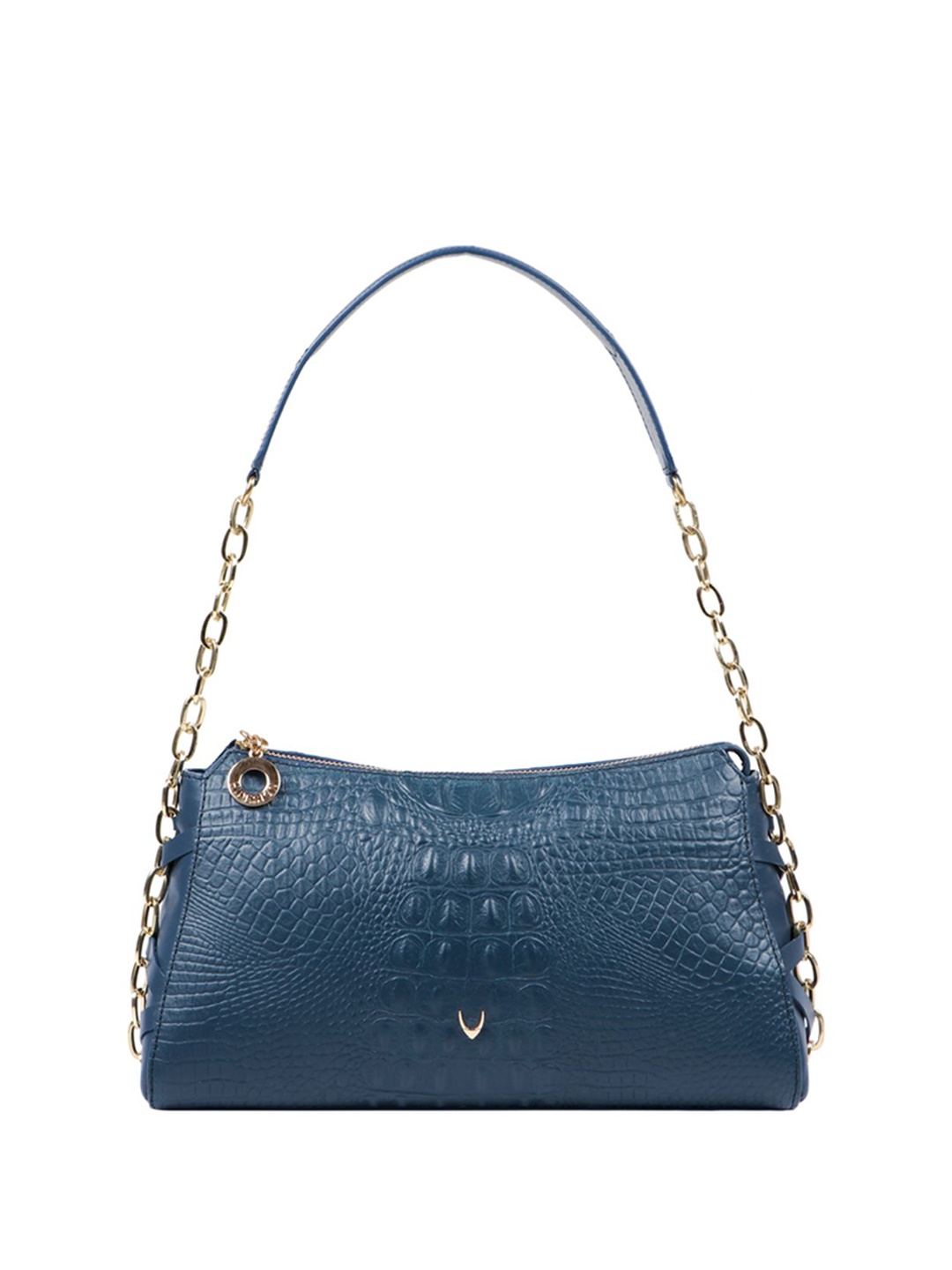 

Hidesign Teal Blue Crocodile Skin Textured Leather Shoulder Bag