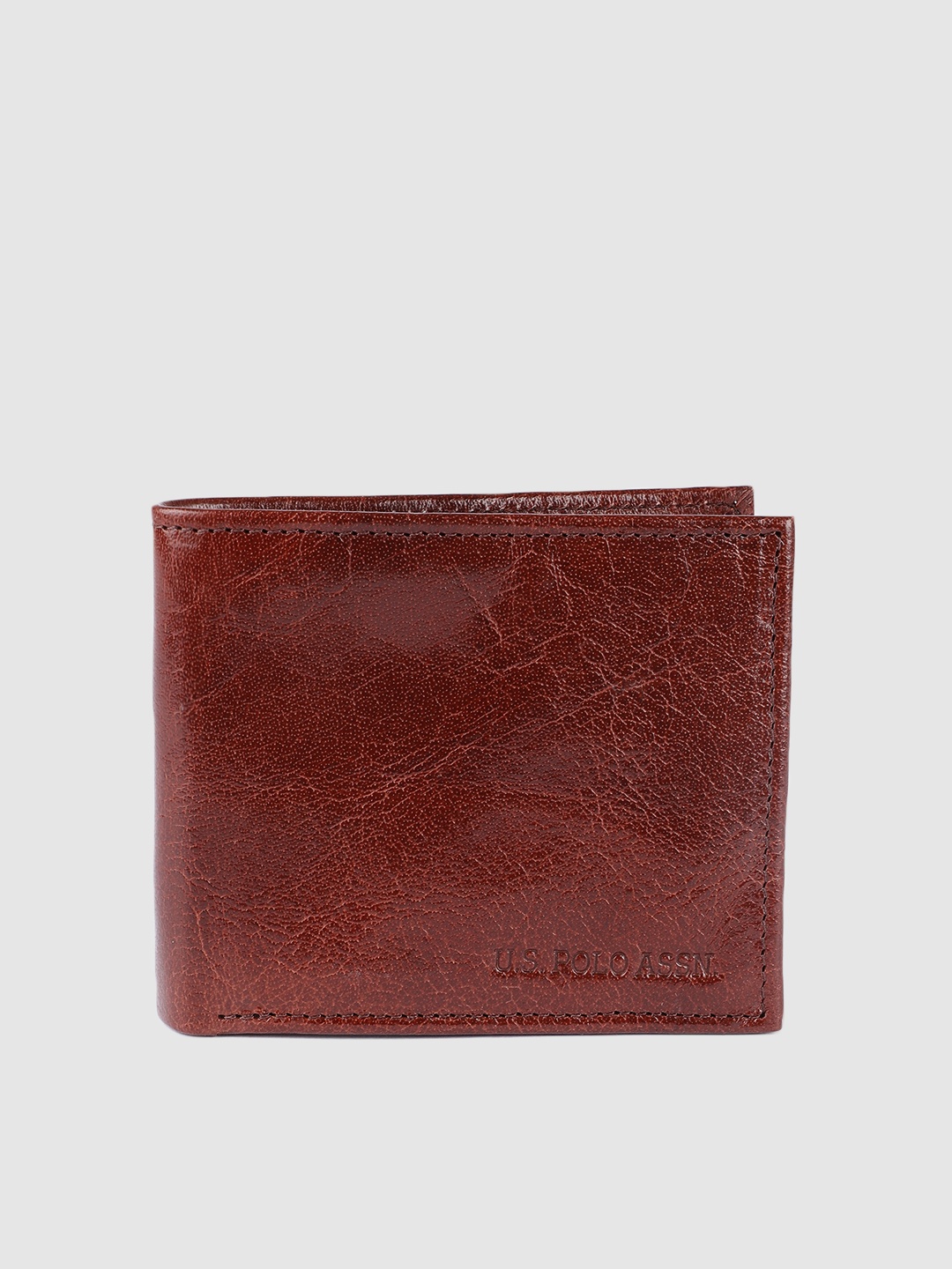 

U.S. Polo Assn. Men Brown Solid Leather Two Fold Wallet