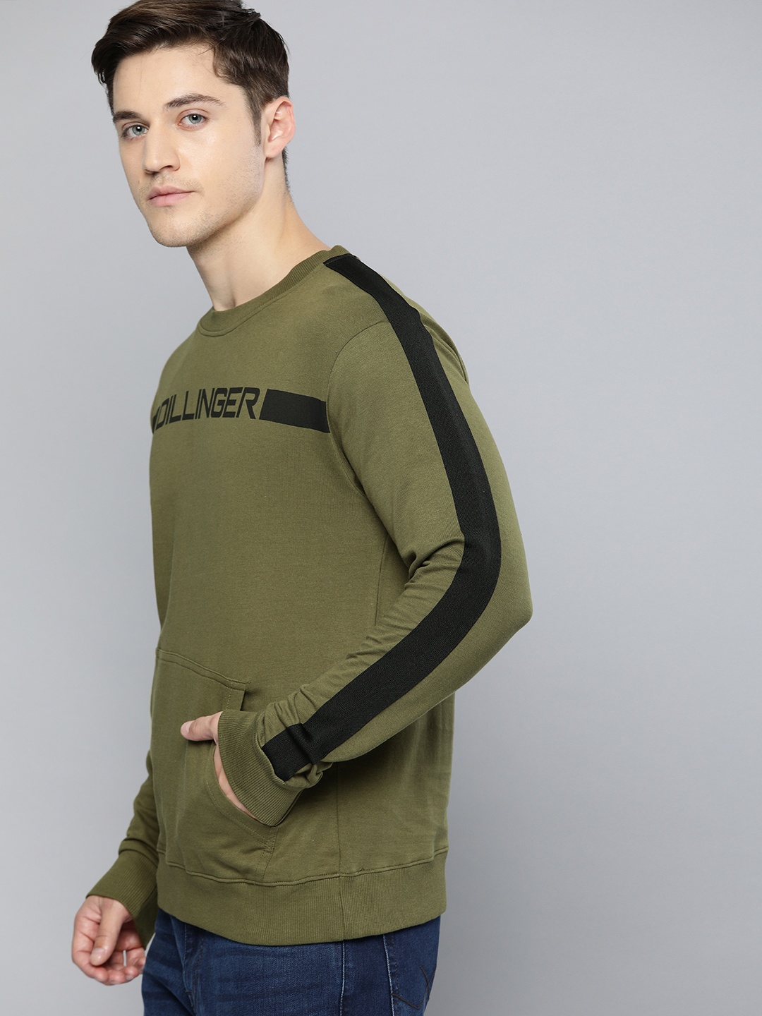 

DILLINGER Men Olive Green Printed Sweatshirt