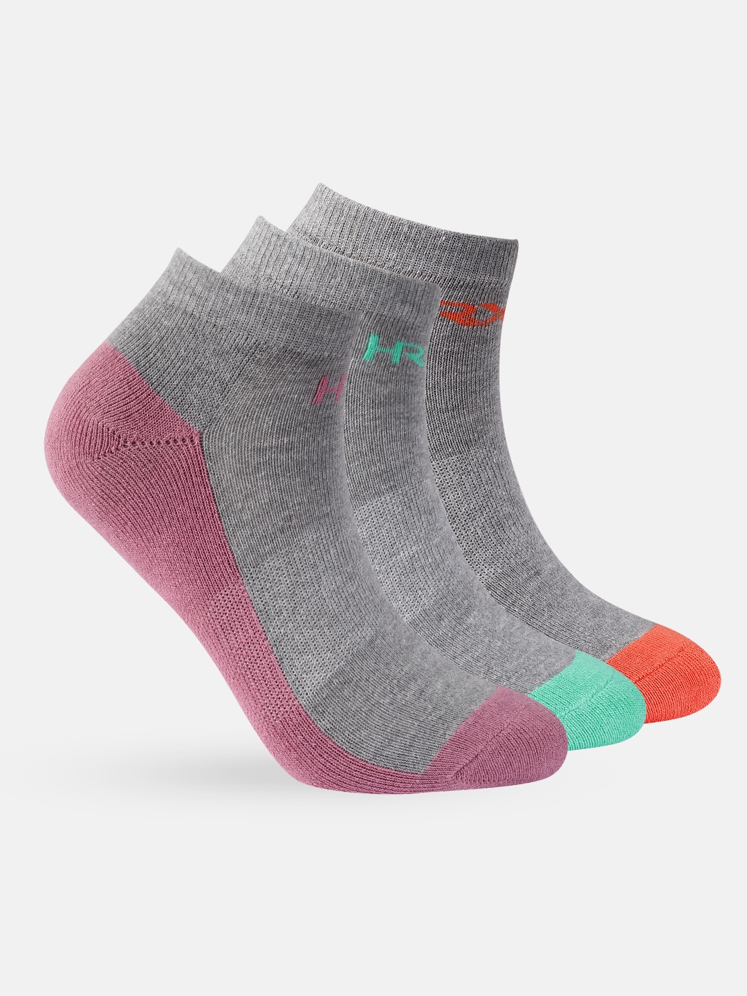 

HRX by Hrithik Roshan Women Ankle length Pack of 3 Terry Socks, Grey
