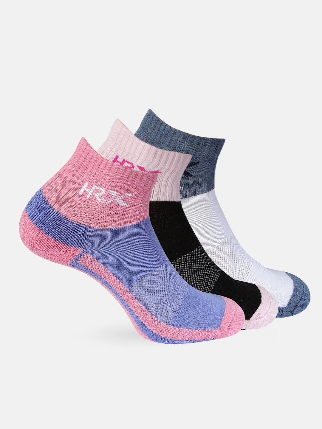 

HRX by Hrithik Roshan Women Pack of 3 Ankle-Length Socks, Pink