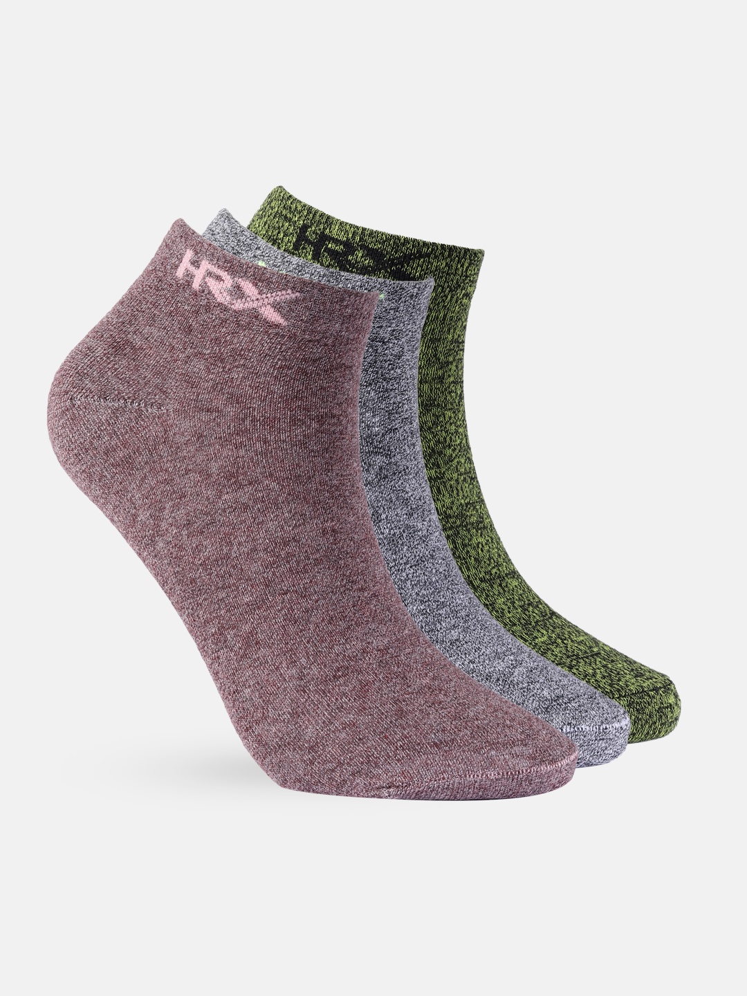 

HRX by Hrithik Roshan Women Ankle length Pack of 3 Socks, Green