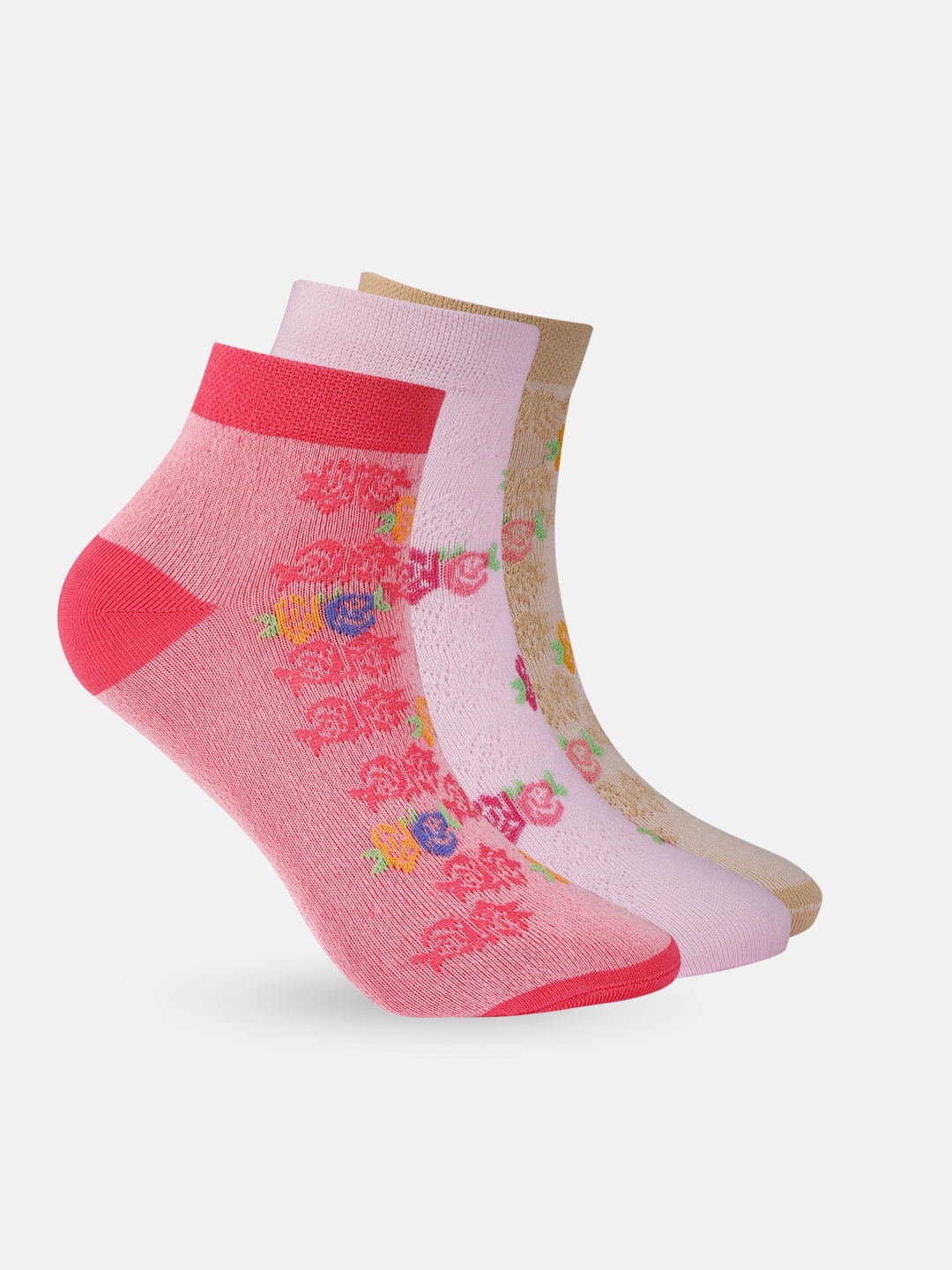 

DressBerry Women Pack of 3 Ankle Length Socks, Pink