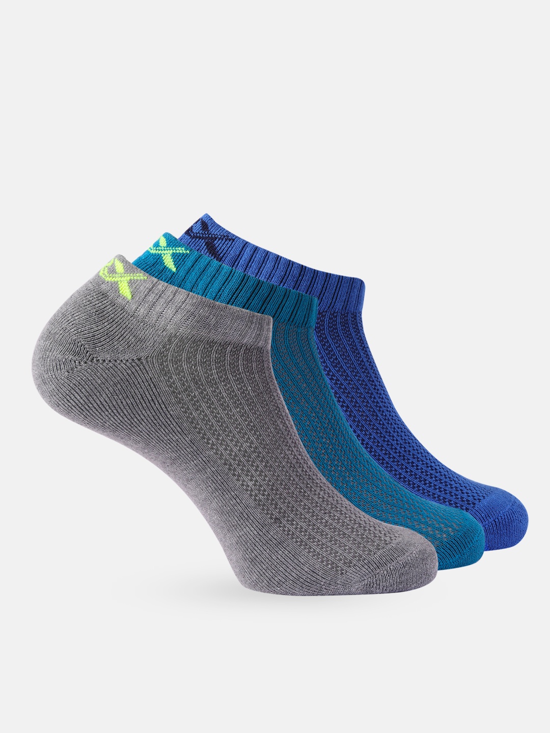 

HRX by Hrithik Roshan Men Ankle length Pack of 3 Quick Dry Socks, Blue