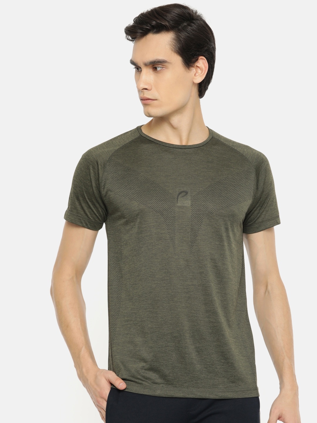 

Proline Active Men Olive Green Printed Round Neck T-shirt