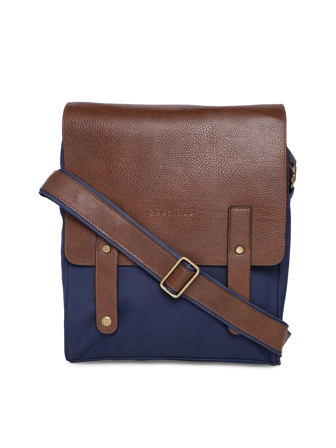 

Bags.R.us Unisex Navy Blue & Tan Solid Messenger Bag