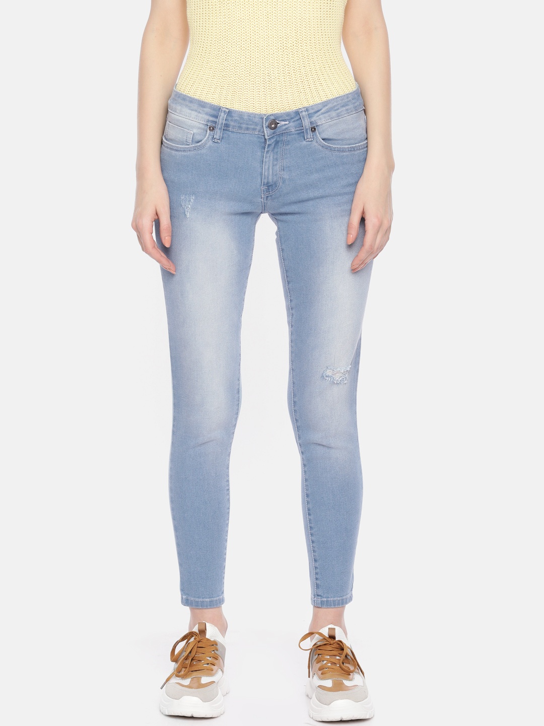 

Pepe Jeans Women Blue Jassica Lola Regular Fit Mid-Rise Low Distress Stretchable Jeans