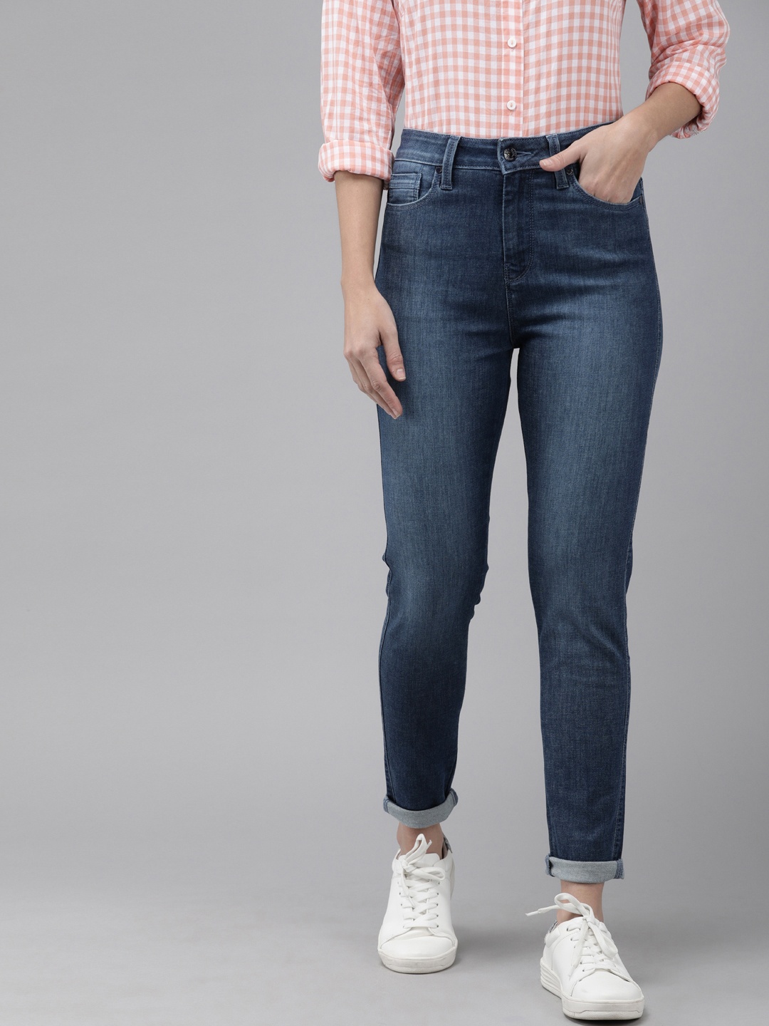 

Pepe Jeans Women Blue IVY Dion Skinny Fit High-Rise Clean Look Stretchable Jeans
