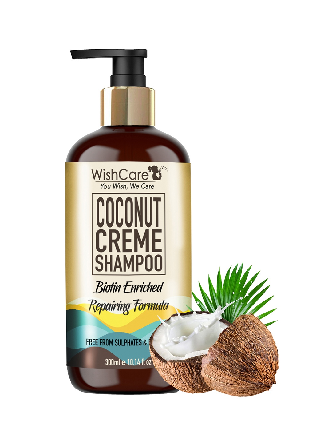 

WishCare Unisex Coconut Creme Repairing Formula Shampoo 300ml, Brown