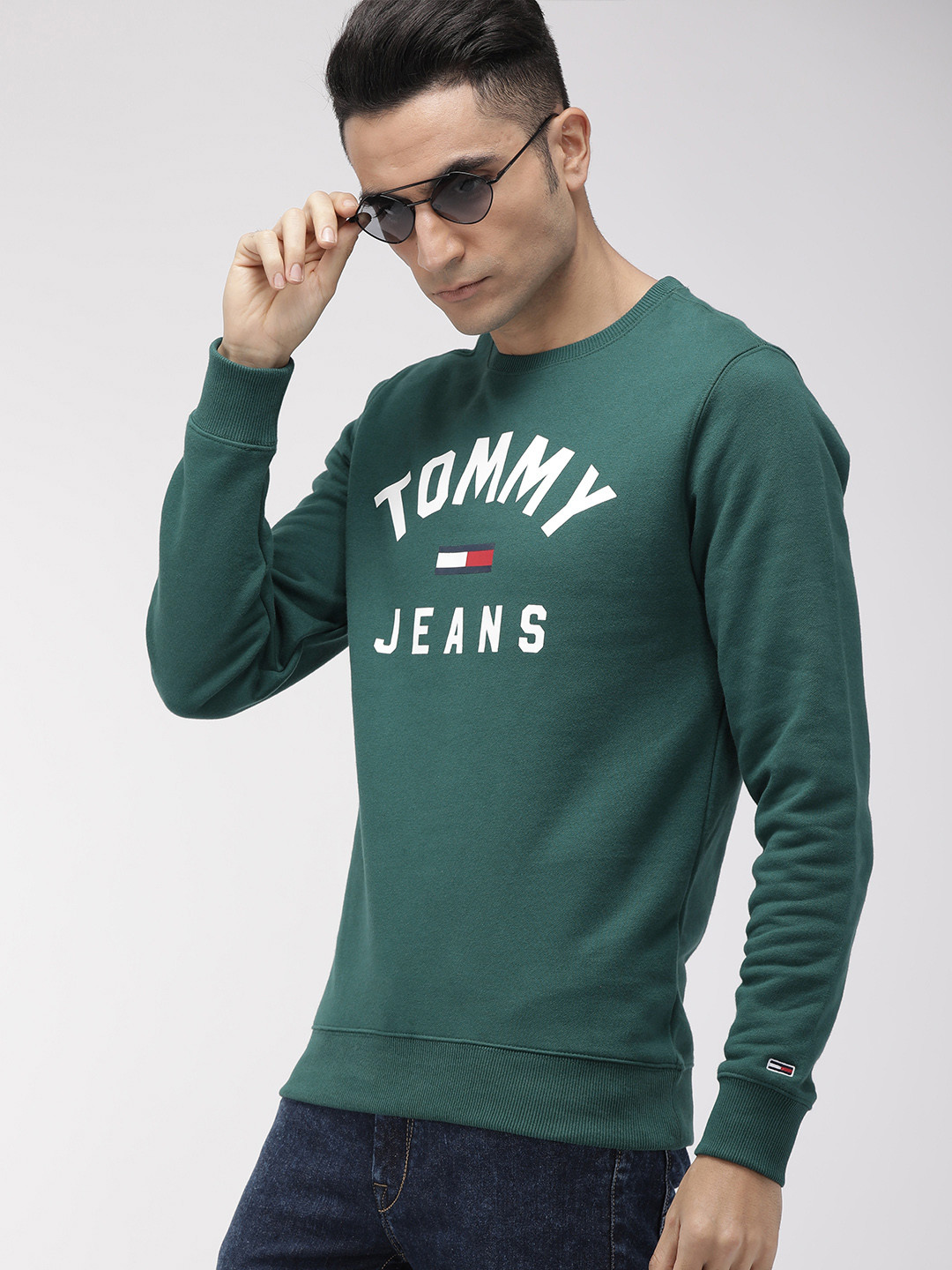 

Tommy Hilfiger Men Teal Green Printed Sweatshirt