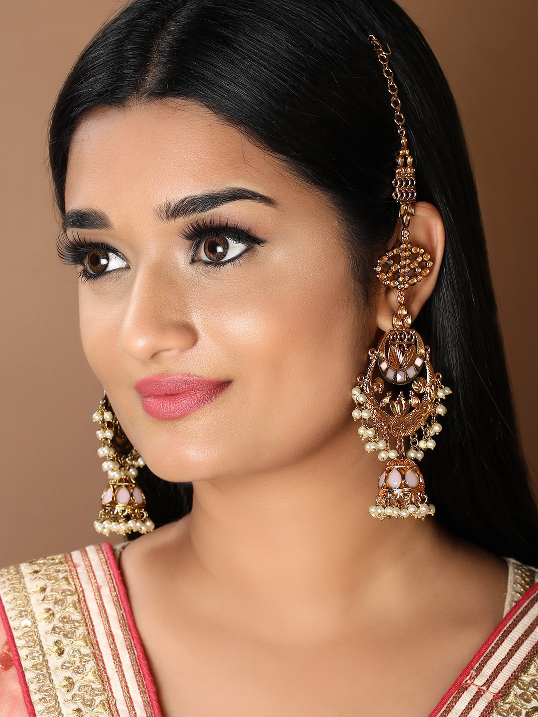 

Rubans Gold-Plated Kundan Classic Jhumkas
