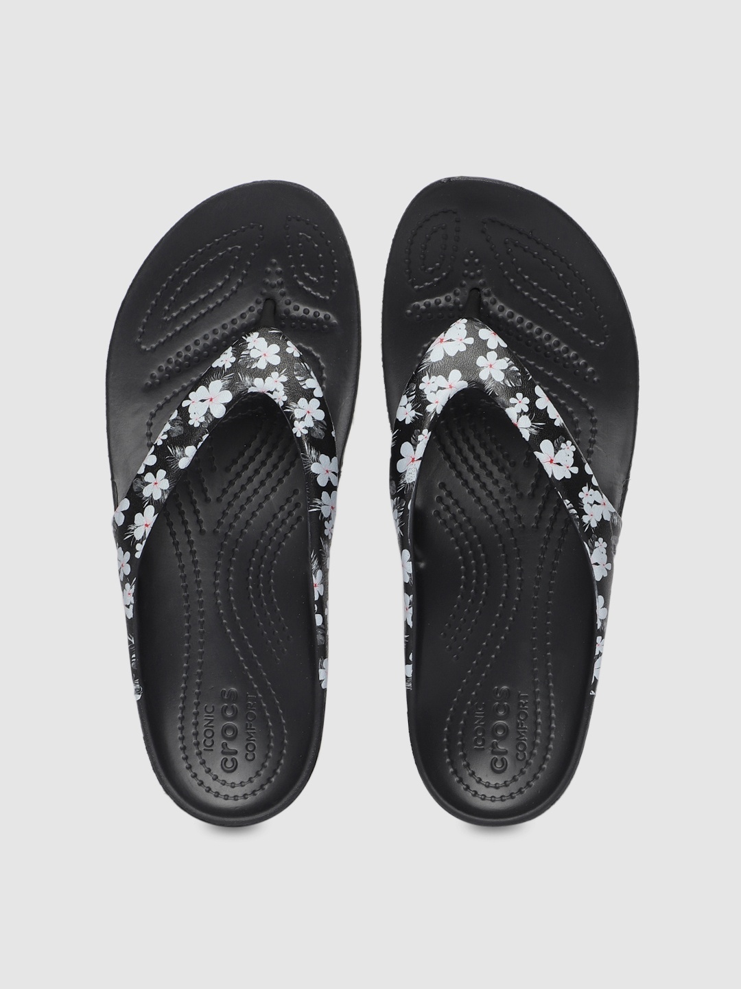 

Crocs Women White & Black Printed Thong Flip-Flops