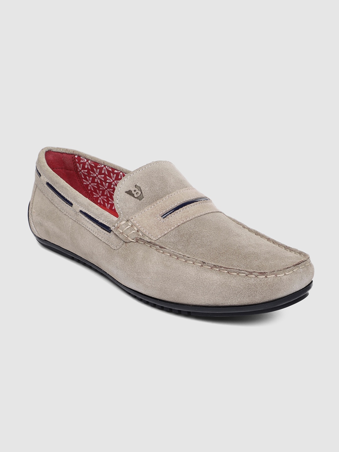 

V8 by Ruosh Men Beige Solid Suede Driving Shoes