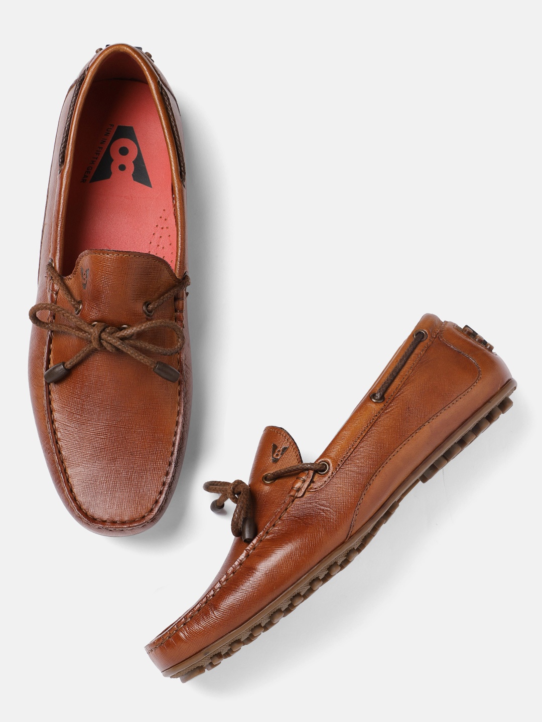 

V8 by Ruosh Men Tan Brown Seti Leather Boat Shoes