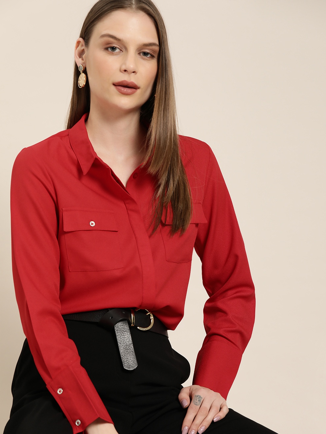 

her by invictus Women Red Formal Shirt