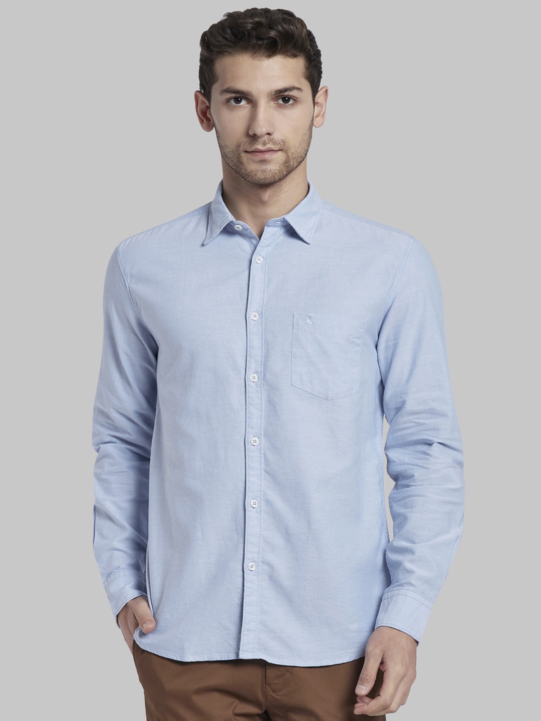 

Parx Men Blue Slim Fit Solid Casual Shirt