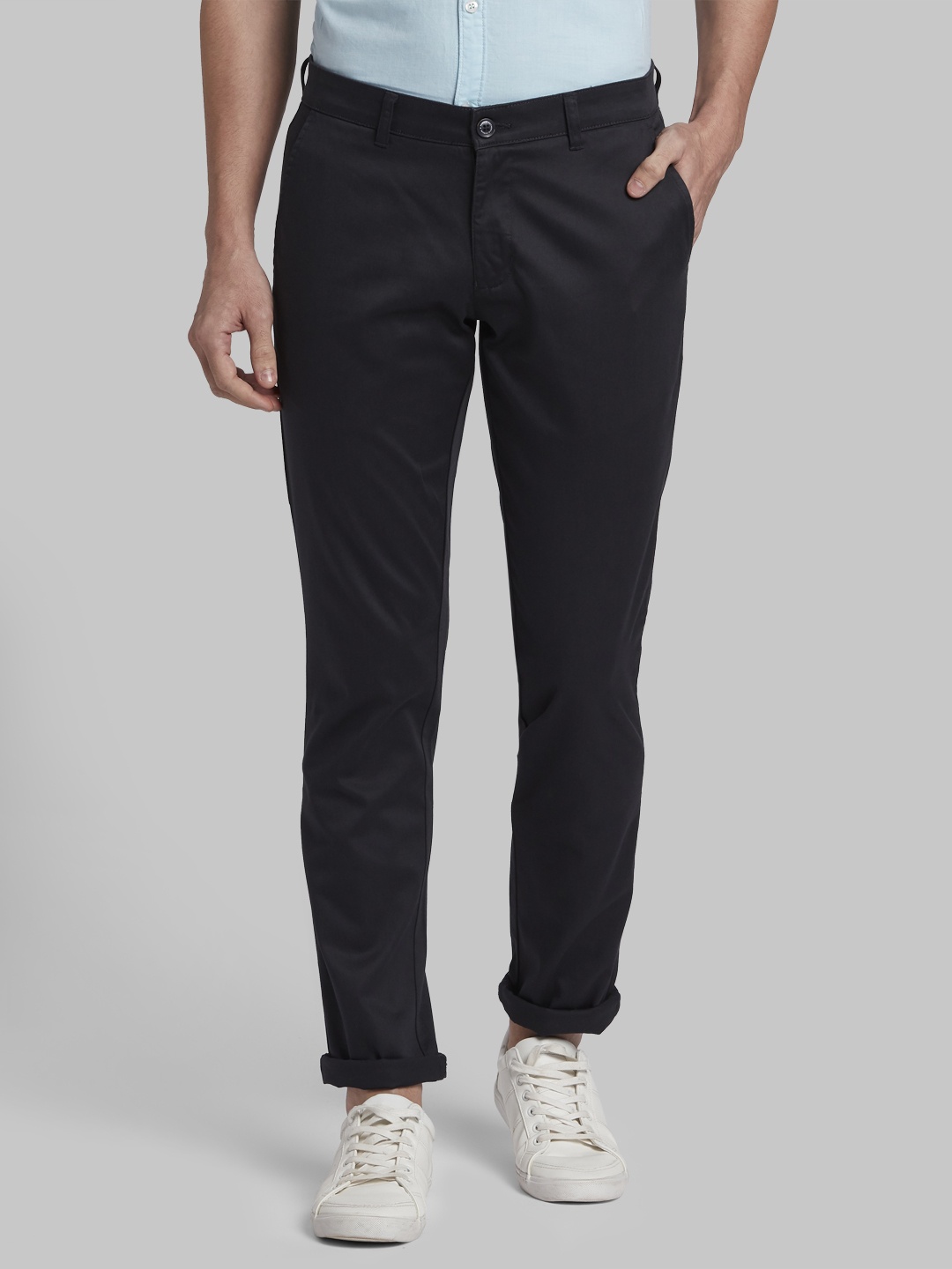 

Parx Men Black Solid Regular Trousers