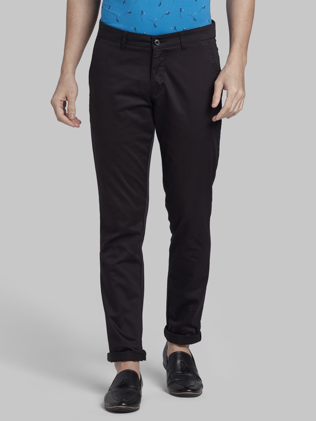 

Parx Men Black Solid Regular Trousers