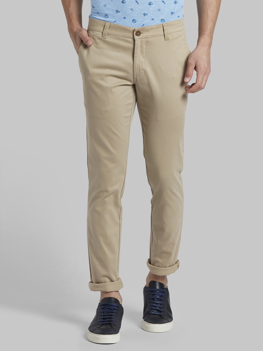 

Parx Men Beige Slim Fit Solid Regular Trousers