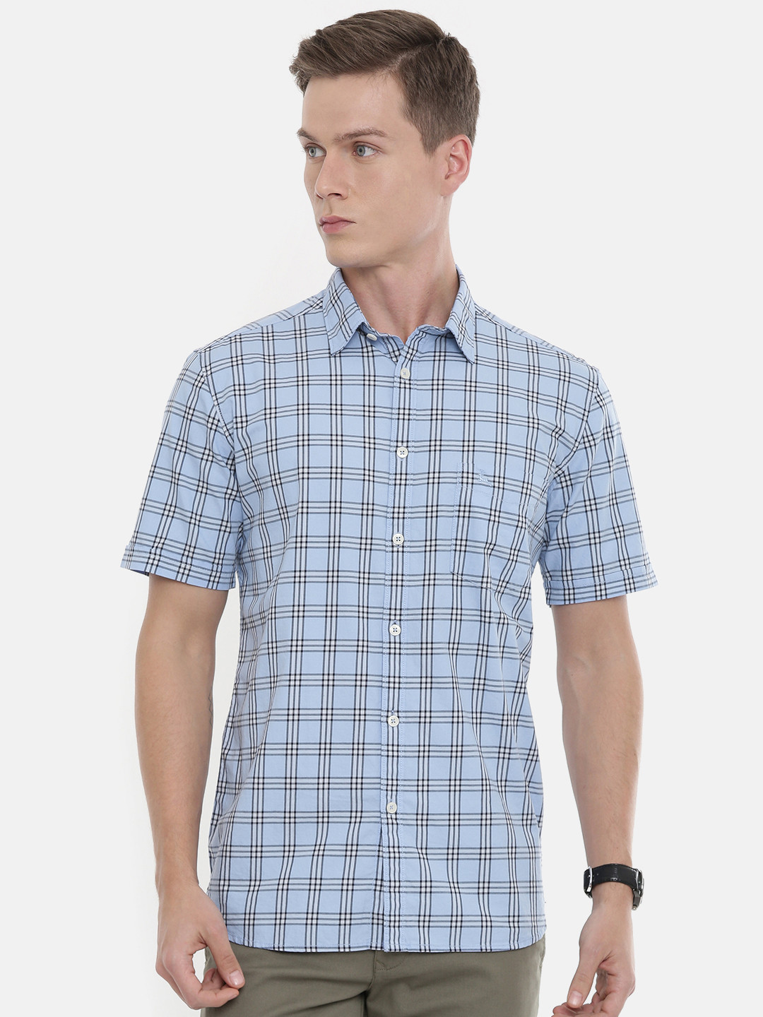 

Parx Men Blue & Black Slim Fit Checked Casual Shirt