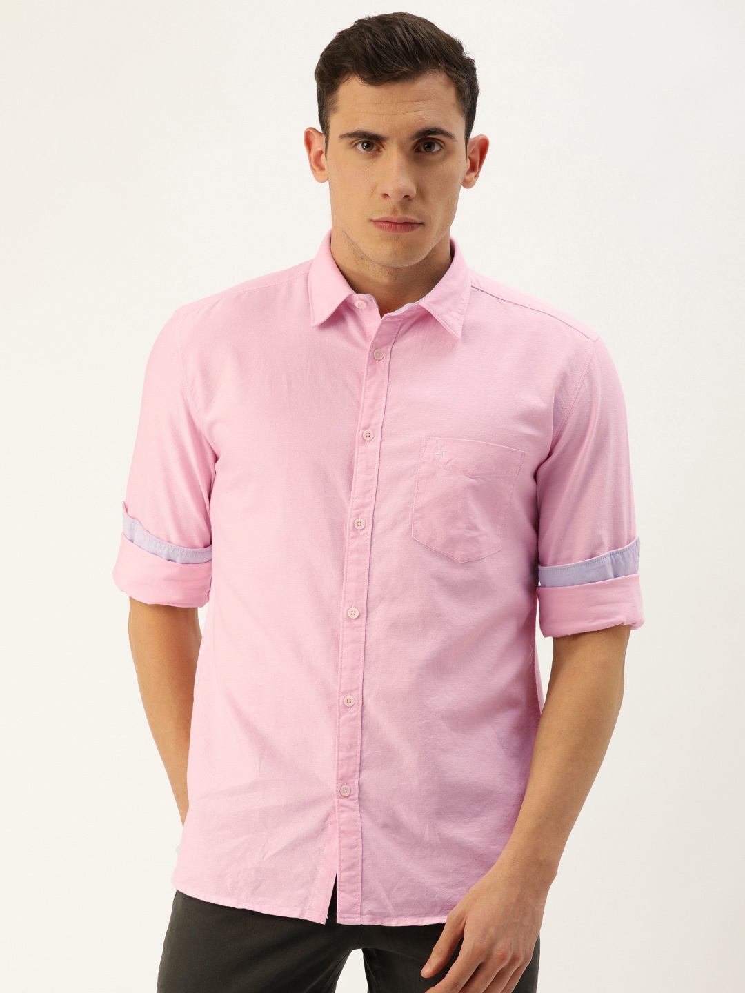 

Parx Men Pink Slim Fit Solid Casual Shirt