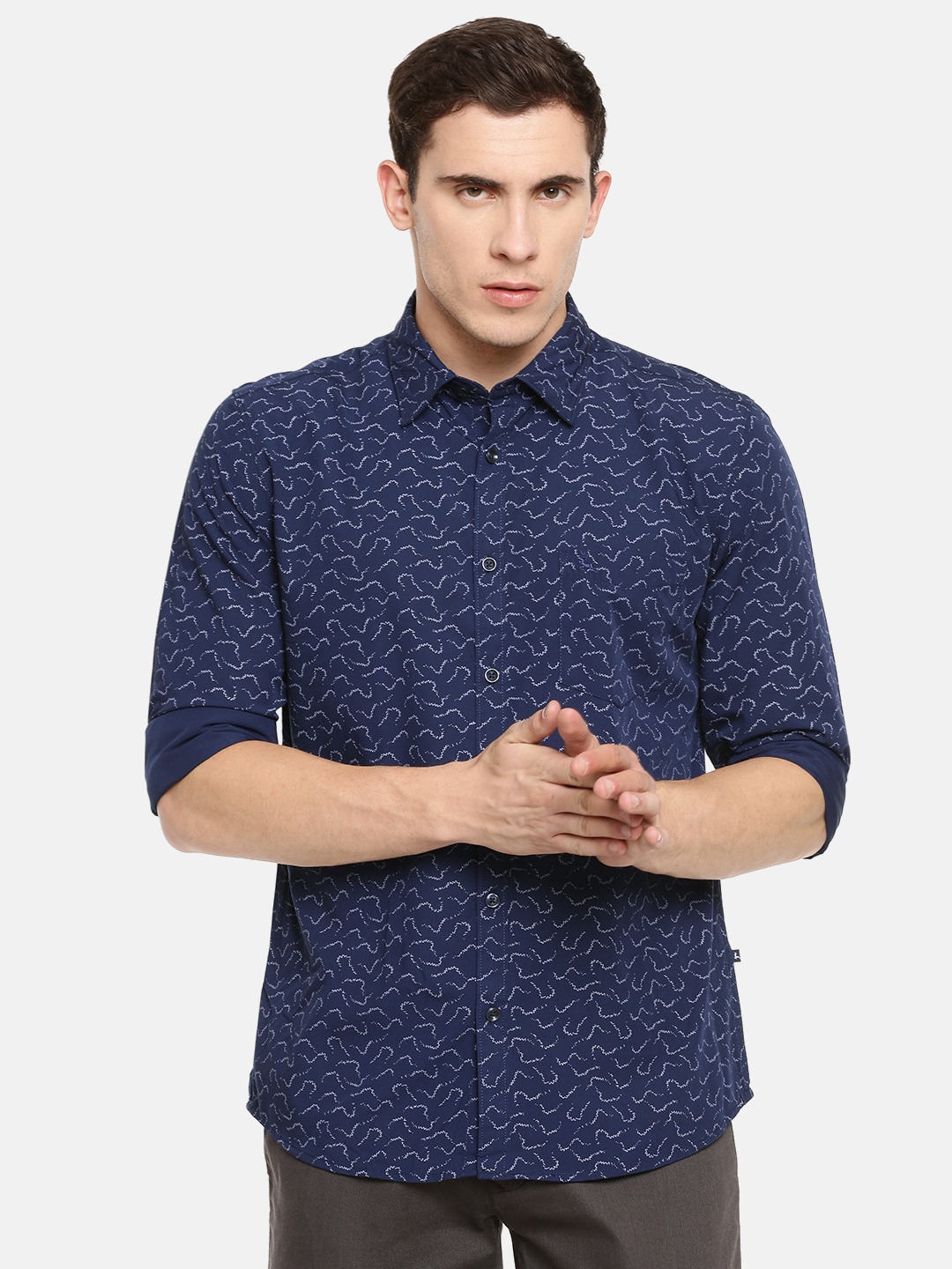 

Parx Men Blue & Lavender Slim Fit Printed Casual Shirt