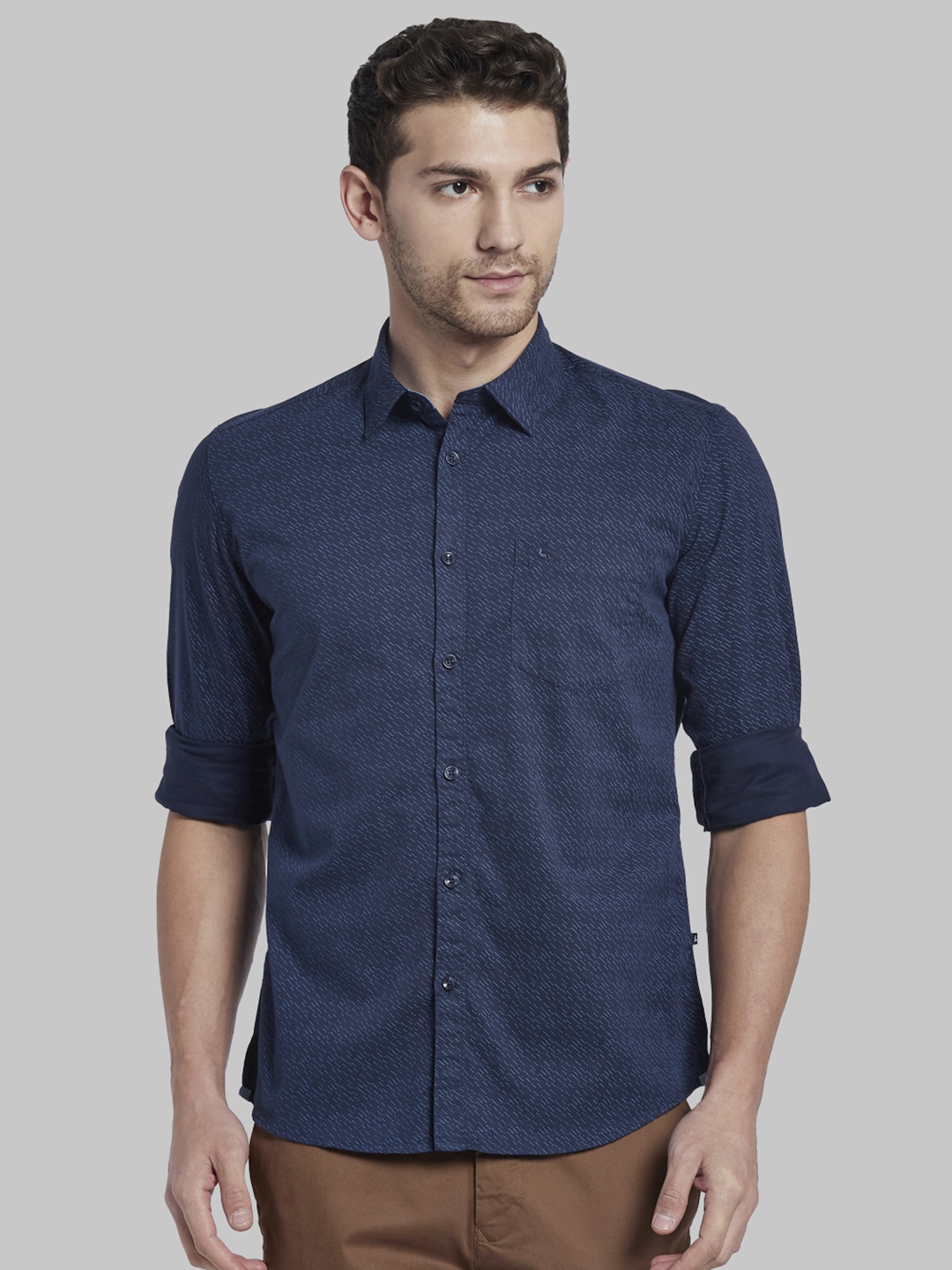 

Parx Men Blue Slim Fit Printed Casual Shirt
