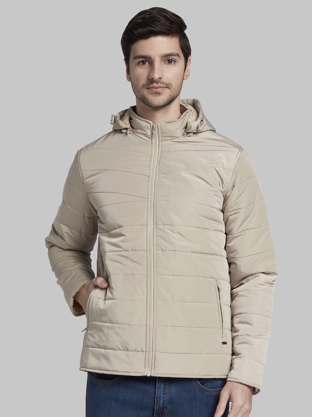 

Parx Men Beige Solid Padded Jacket