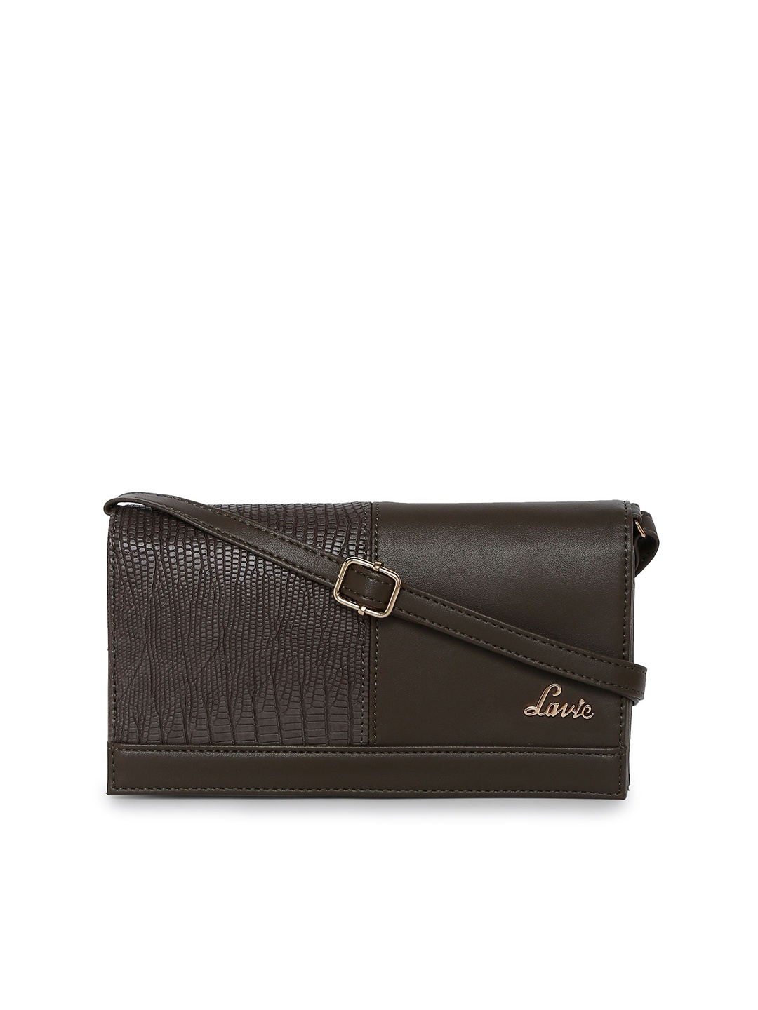 

Lavie Women Brown Crocodile Skin Textured Card Holder
