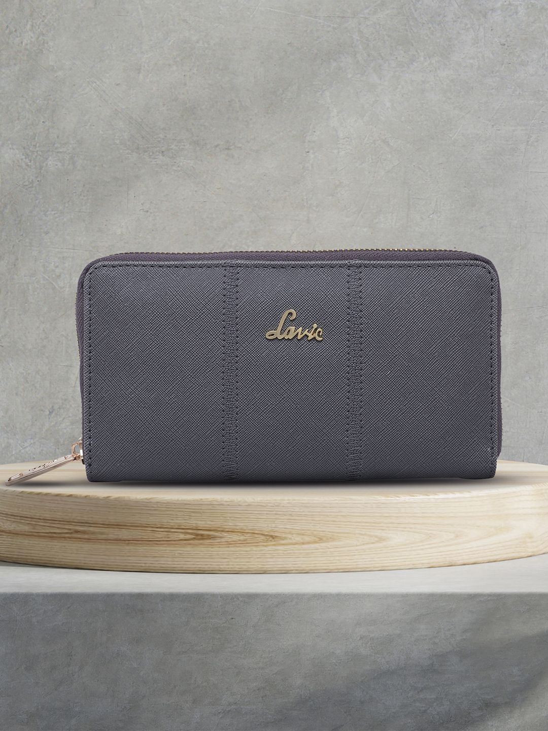 

Lavie Astrid Women Black Zip Wallet, Grey